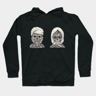 Skeleton lovers old man and old woman. Hoodie